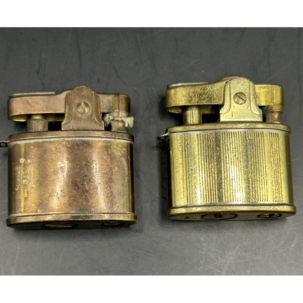 Miniature Brass Lighter Lot (2) Japan Penguin Automatic Lighter + SMC Art Deco - Picture 2 of 9